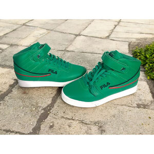 Men’s Size 8 Fila High Top Sneakers Bright Green Retro look Unisex Velcro strap
